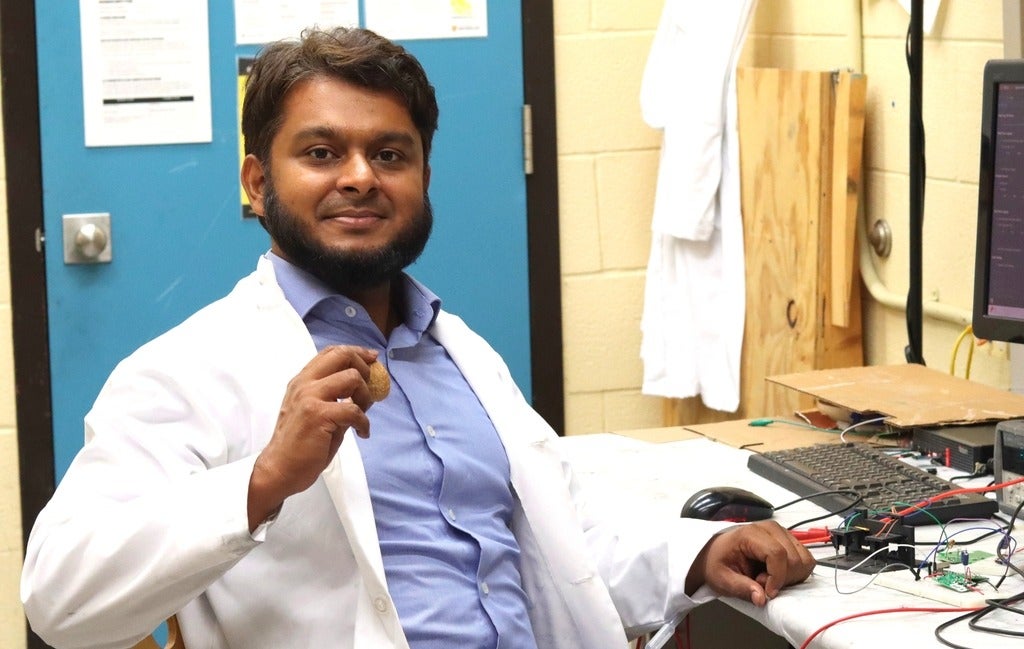 University of Waterloo Engineering PhD candidate Nazmul Hossain helped devise a device that can generate a small amount of elect