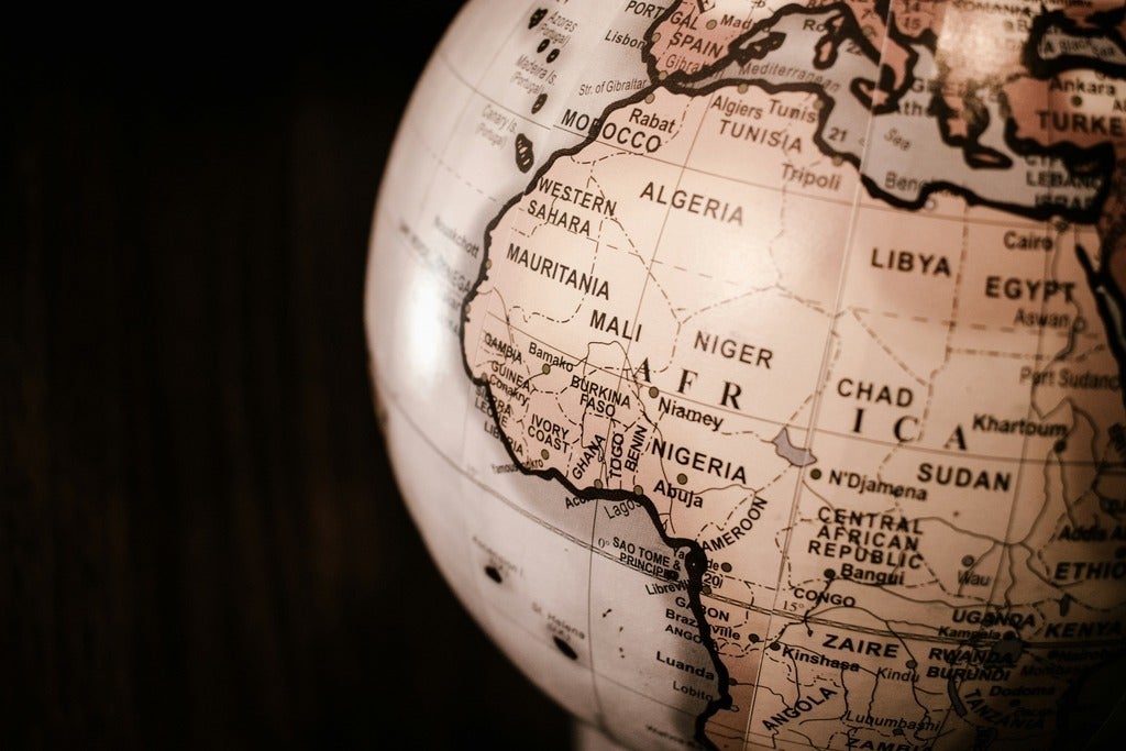 A globe showing the continent of Africa