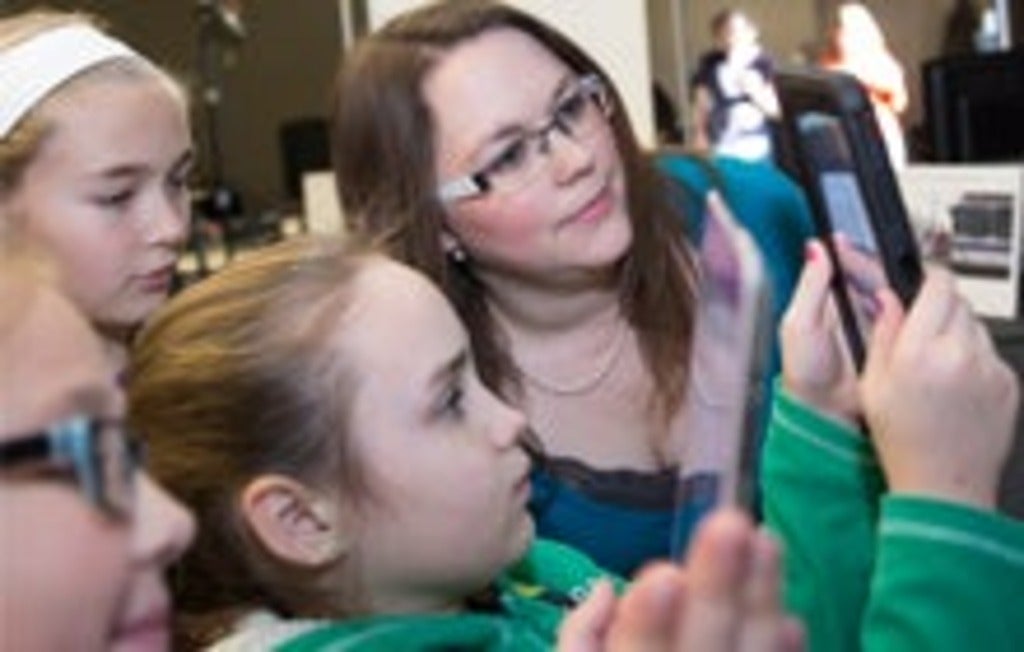 Jennifer Howcroft with members of the Girls Club
