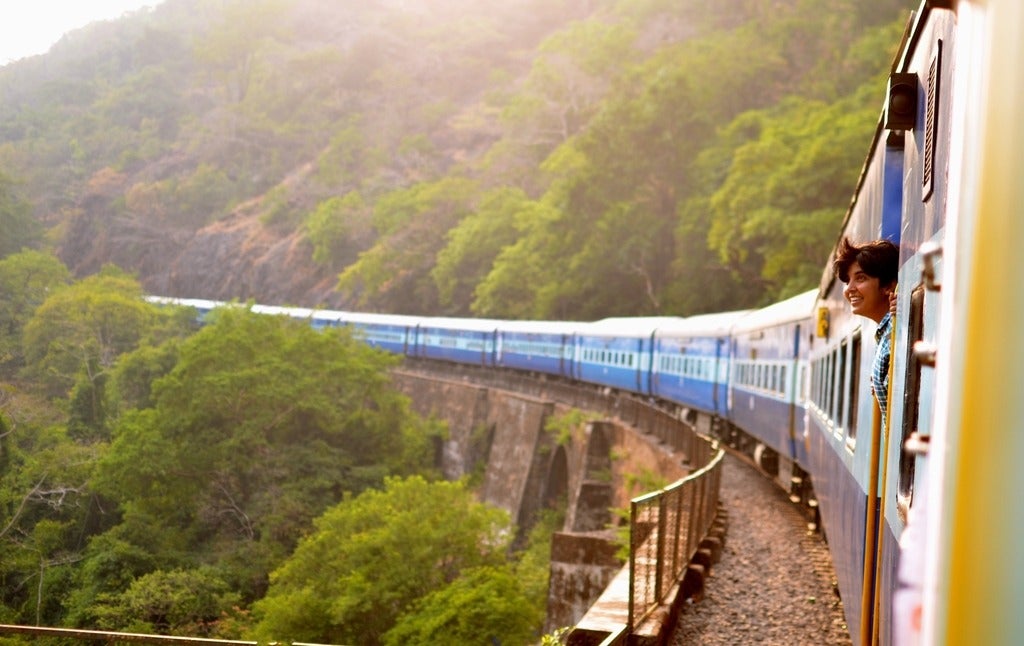 Student on a train