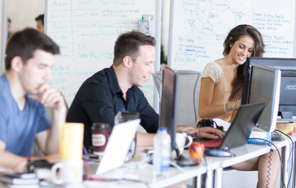 Students working at computers