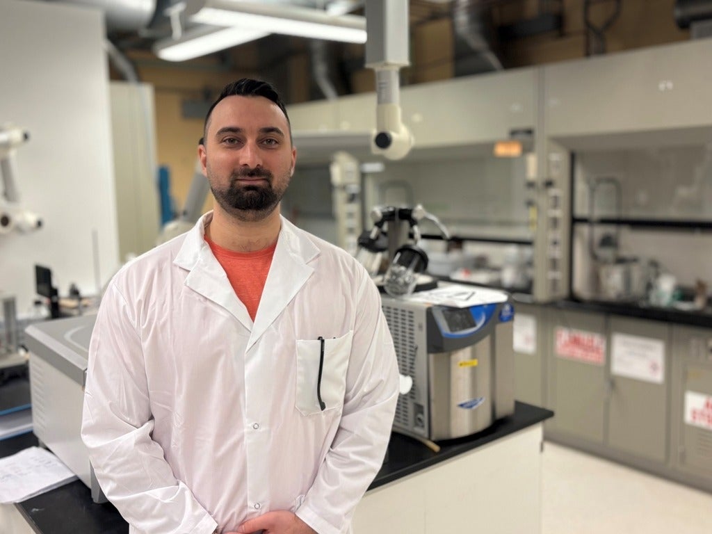 Dr. Milad Kamkar, a professor in Waterloo’s Department of Chemical Engineering, photographed in his laboratory.