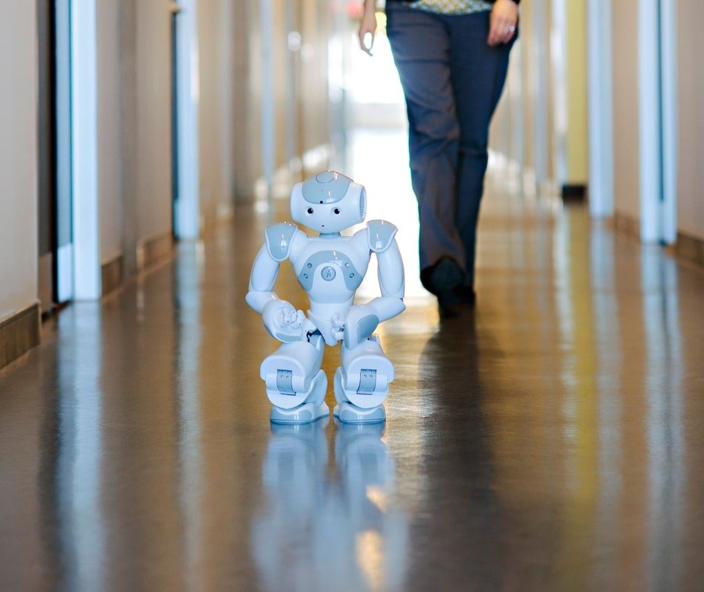 robot walking down the hall