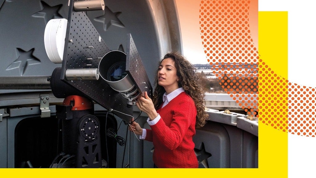 Kimia Mohammadi using telescope