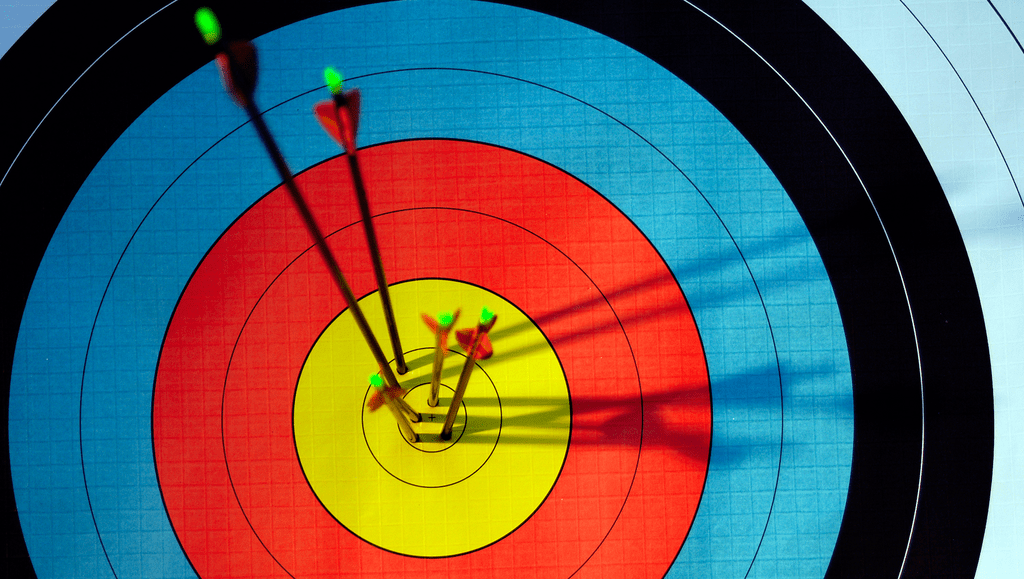 A target with arrows on the bullseye