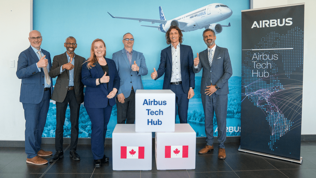 Univerisity of Waterloo's Suzanne Kearns with partners from Airbus.