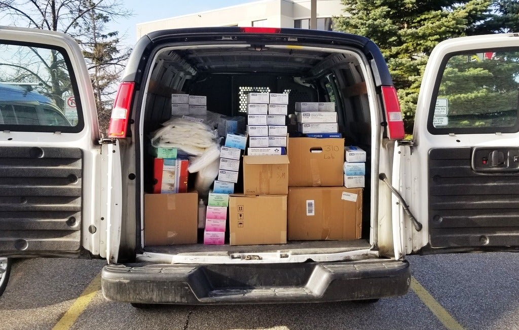Van loaded up with PPE supplies