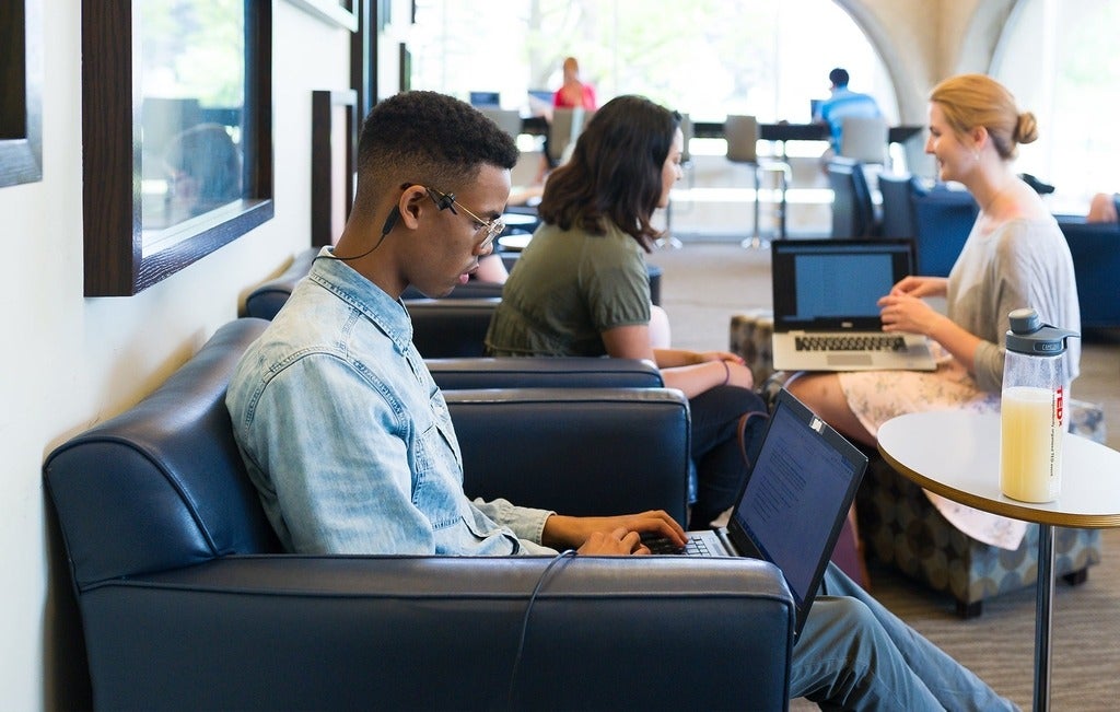 Student working at computer