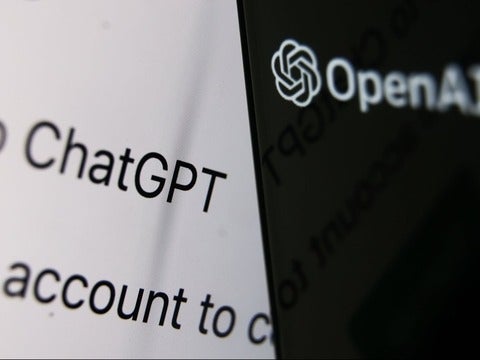 ChatGPT and OpenAI logos on a screen