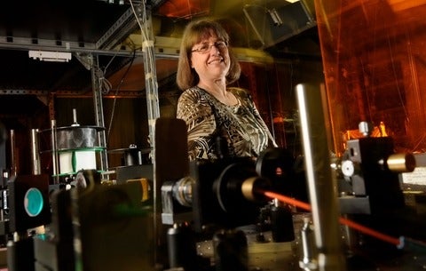 Professor Strickland in lab