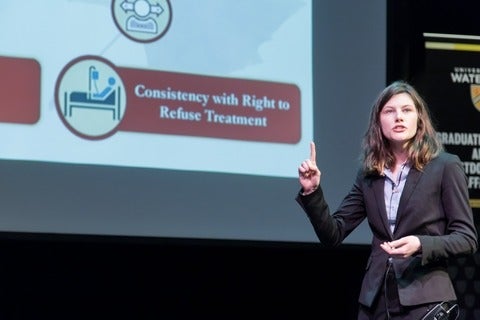 Kathryn Morrison speaking on stage