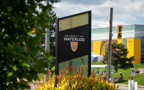 University of Waterloo signage by Columbia Street entrance