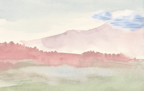 Watercolour painting of a mountain scape