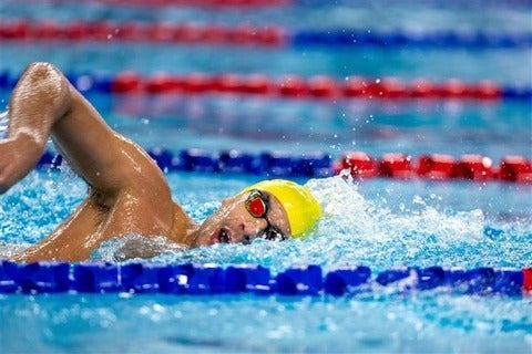 Aidan Iapicco swimming. 