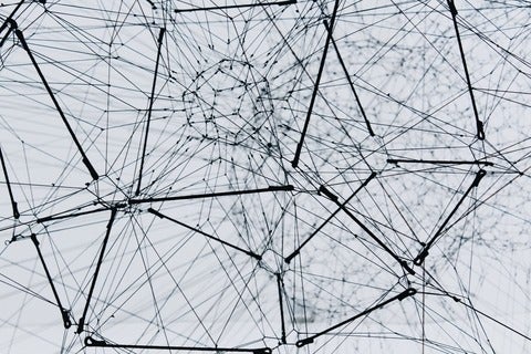 A geometric pattern of lines with multiple connections