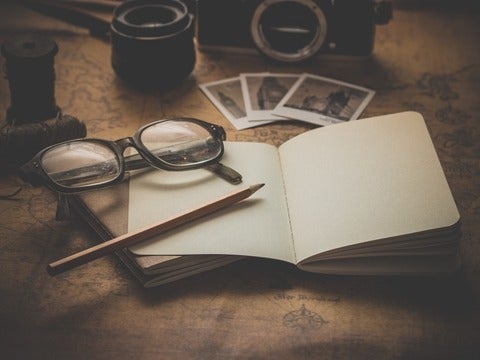 Glasses and journal