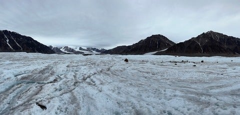glacier with mountains in the distance