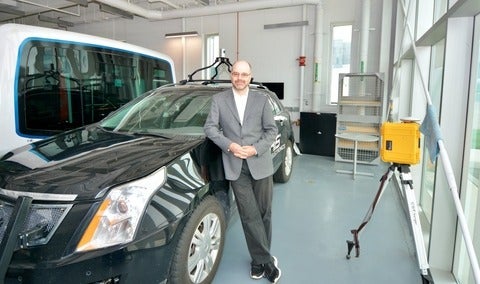 University of Waterloo professor Sebastian Fischmeister in Waterloo's Autonomous Vehicle Research and Intelligence Lab.