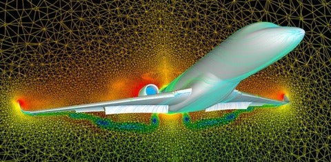 Passenger plane modeled in computational fluid dynamics