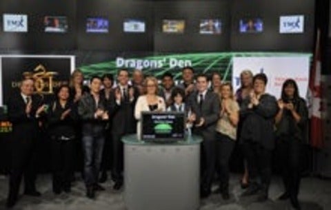 MappedIn and other competitors on set of Dragon's Den