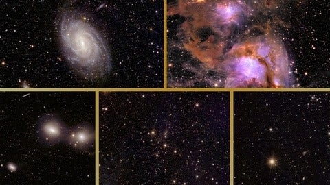 A collage of galaxies and nebula