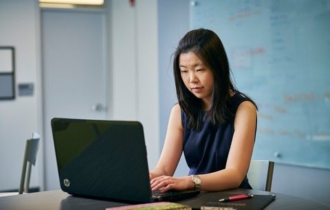 Female student working