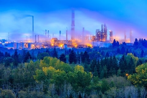 Oil refinery in Edmonton Alberta, Canada