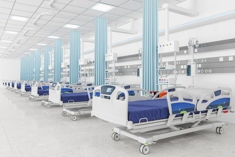 Empty beds in a hospital ward 