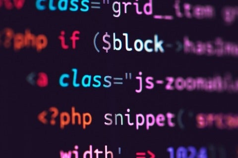 Close up computer code on screen 