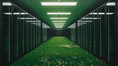 Conceptual image of a green server room.