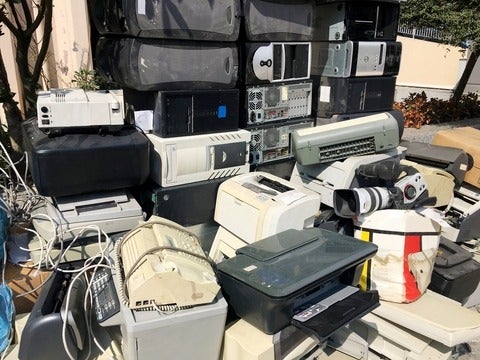 Computers collected for scrap and recycling to protect the environment and promote ecology.