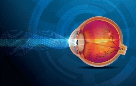 Graphic of light passing through an eye