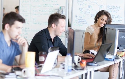Students working at computers
