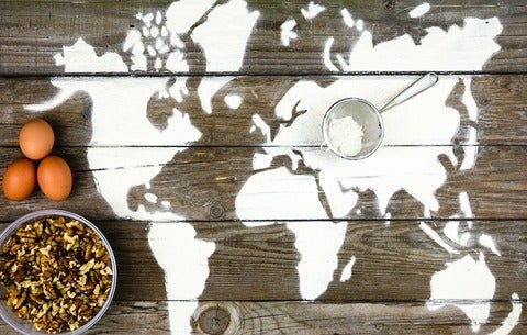 Map of the world made with flour