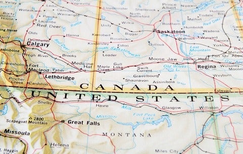 Map of the Canada/US border
