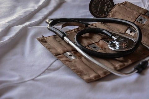 Stethoscope on a bed