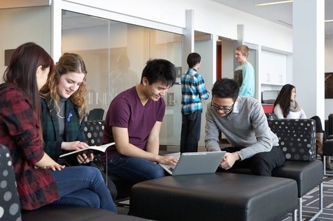 Waterloo students studying inside the Stratford School