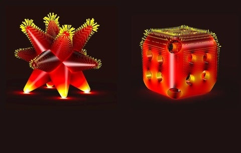 Some of the complex structural arrangements of catalysts; left is known as branched structure and the right as cage structure.