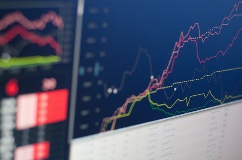 stock growth chart on a computer monitor