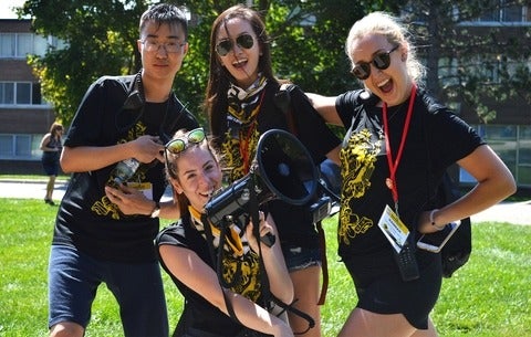 students celebrating orientation