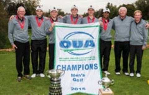 Men's golf team with their trophy