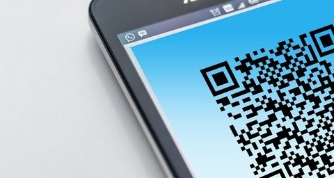Phone with a qr code on the screen
