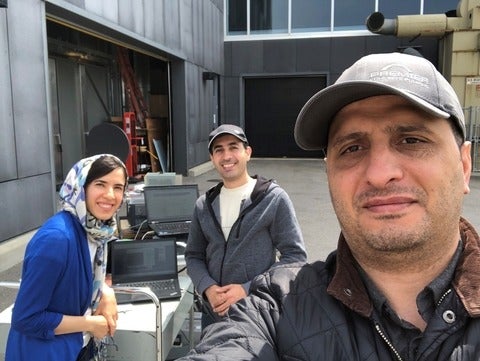 Researchers (left to right) Wael M. Abdel-Wahab, Naimeh Ghafarian and Ehsan Haj Mirza Alian during testing of new intelligent an