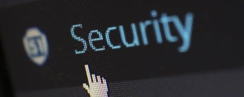 Screen with arrow pointing to security text