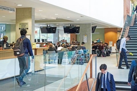 Students wait to be called for co-op interviews