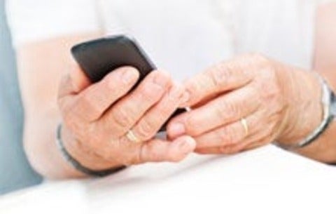 Senior using technology