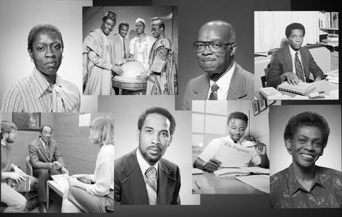 Collage of archival photos of Black professors, staff and students
