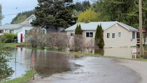 Suburban neighborhood in British Columbia experiencing flooded streets