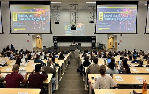 Backroom view of audience at the Waterloo Teaching and Learning Conference