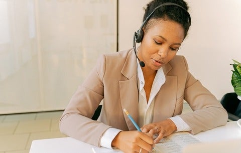 Lady writing 